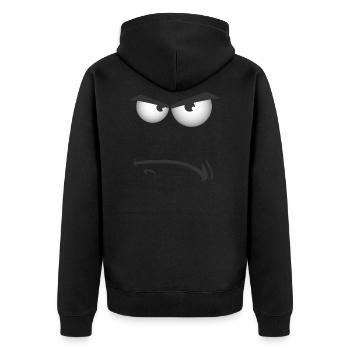 Cartoon Angry Grumpy Face - Unisex Premium Bio Zip Hoodie - Schwarz - Hinten - Nico (187cm)
