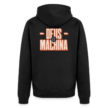 Gift 'Deus Ex Machina', for fans of Theatre - Unisex Premium Organic Zip Hoodie - black - Back - Nico (187cm)