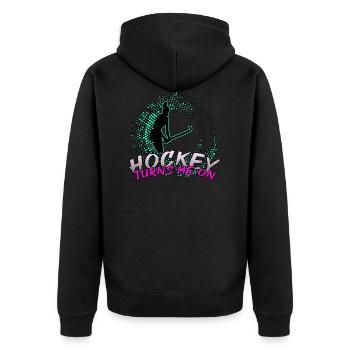 hockey girl field hockey turns hockey player ladies - Unisex Premium Organic Zip Hoodie - black - Back - Nico (187cm)