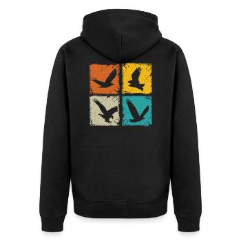 Retro squares falcons eagles falconry hawking - Unisex Premium Organic Zip Hoodie - black - Back - Nico (187cm)