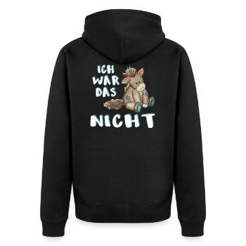 Süßer Esel, ich war das nicht Esel - Unisex Premium Bio Zip Hoodie - Schwarz - Hinten - Nico (187cm)