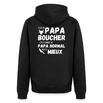 Un papa boucher c'est comme un papa normal cadeau - Veste à capuche bio Premium Unisexe - noir - Dos - Nico (187cm)