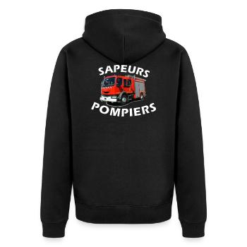 Feuerwehrauto - Unisex Premium Bio Zip Hoodie - Schwarz - Hinten - Nico (187cm)