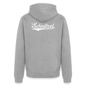 Schnitzel - Unisex Premium Bio Zip Hoodie - Grau meliert - Hinten - Nico (187cm)