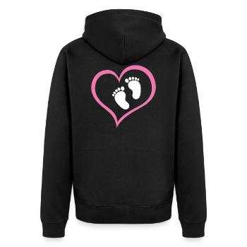 Baby Girl Footprint with Heart - Unisex Premium Organic Zip Hoodie - black - Back - Nico (187cm)
