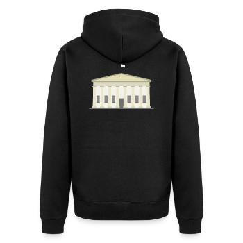 London Icon British Museum - Unisex Premium Organic Zip Hoodie - black - Back - Nico (187cm)