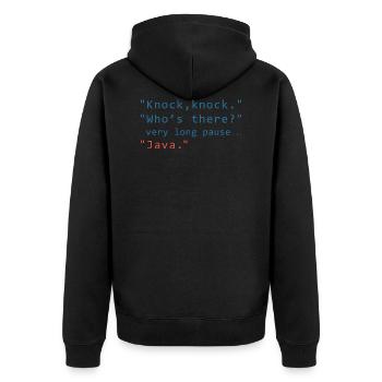 Java programming informatic gift saying - Unisex Premium Organic Zip Hoodie - black - Back - Nico (187cm)