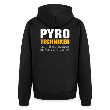 Pyrotechniker Pyro Pyrotechnik Feuerwerk Geschenk - Unisex Premium Bio Zip Hoodie - Schwarz - Hinten - Nico (187cm)