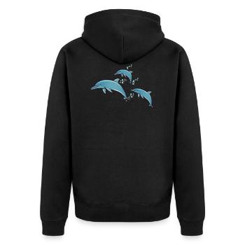 Dolphins - Unisex Premium Organic Zip Hoodie - black - Back - Nico (187cm)