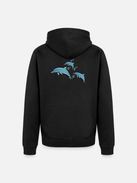Dolphins - Unisex Premium Organic Zip Hoodie - black