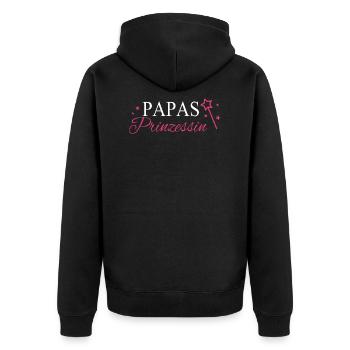 Papas Prinzessin Papa Geschenk - Unisex Premium Bio Zip Hoodie - Schwarz - Hinten - Nico (187cm)