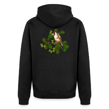 Vogel - Unisex Premium Bio Zip Hoodie - Schwarz - Hinten - Nico (187cm)