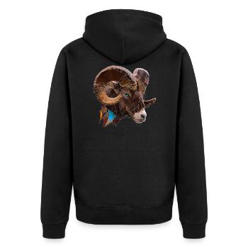 Cooler Low Poly Widder | Sternzeichen | Dreieck - Unisex Premium Bio Zip Hoodie - Schwarz - Hinten - Nico (187cm)
