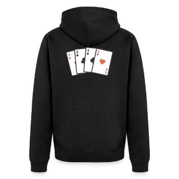 Cards Ass - Unisex Premium Organic Zip Hoodie - black - Back - Nico (187cm)
