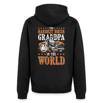 Grand-père de motard moto - Veste à capuche bio Premium Unisexe - noir - Dos - Nico (187cm)
