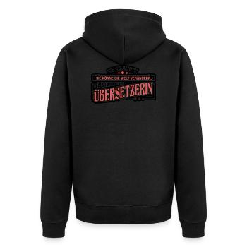 Übersetzer Übersetzerin Geschenk Dolmetscher - Unisex Premium Bio Zip Hoodie - Schwarz - Hinten - Nico (187cm)