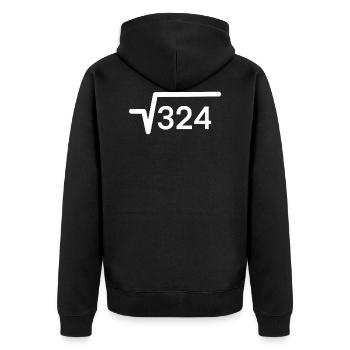 Die Wurzel aus 324 zum 18. Geburtstag - Unisex Premium Bio Zip Hoodie - Schwarz - Hinten - Nico (187cm)