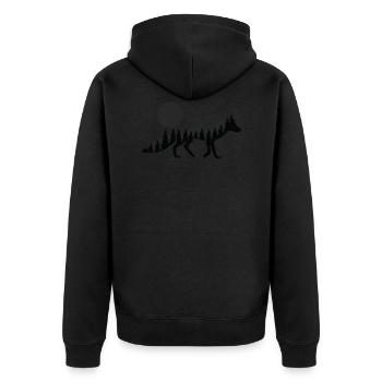 Fuchs im wilden Wald Natur - Unisex Premium Bio Zip Hoodie - Schwarz - Hinten - Nico (187cm)