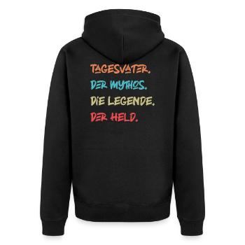 Tagesvater Held Legende Kindergarten Kita Geschenk - Unisex Premium Bio Zip Hoodie - Schwarz - Hinten - Nico (187cm)