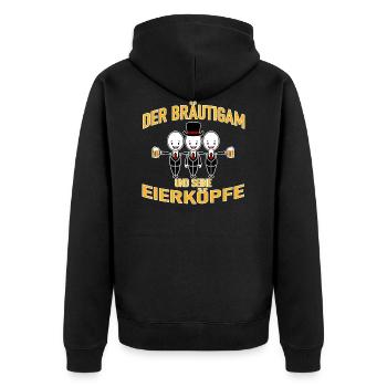 Der Bräutigam und seine Eierköpfe - Unisex Premium Bio Zip Hoodie - Schwarz - Hinten - Nico (187cm)
