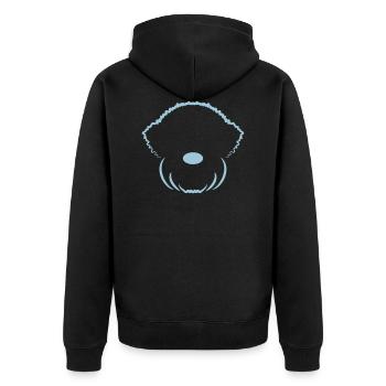 LR1 1 - Unisex Premium Bio Zip Hoodie - Schwarz - Hinten - Nico (187cm)