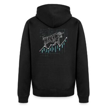 aktien Bullish Stock trader Geschenk Gift - Unisex Premium Bio Zip Hoodie - Schwarz - Hinten - Nico (187cm)