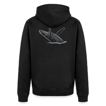 Wal - Unisex Premium Bio Zip Hoodie - Schwarz - Hinten - Nico (187cm)