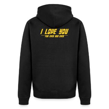 "I Love You" Star T - Geek (Yellow) - Veste à capuche bio Premium Unisexe - noir - Dos - Nico (187cm)