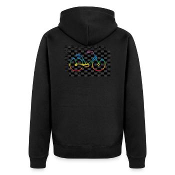 Fahrrad - Unisex Premium Bio Zip Hoodie - Schwarz - Hinten - Nico (187cm)