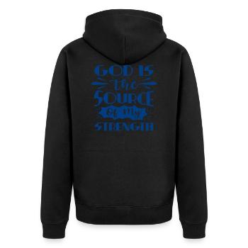 Gott ist der - Unisex Premium Bio Zip Hoodie - Schwarz - Hinten - Nico (187cm)