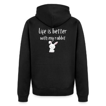 life is better with my rabbit - Unisex Premium Organic Zip Hoodie - black - Back - Nico (187cm)