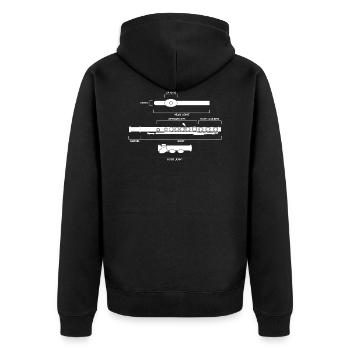 Flute Description Structure - Unisex Premium Organic Zip Hoodie - black - Back - Nico (187cm)
