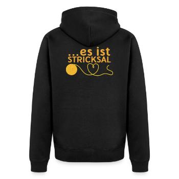 Stricksal Stricken Hobby Handarbeit Wolle Geschenk - Unisex Premium Bio Zip Hoodie - Schwarz - Hinten - Nico (187cm)