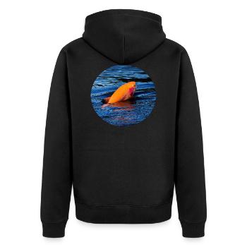 Pêche de la truite d’or - pêche à la truite - Veste à capuche bio Premium Unisexe - noir - Dos - Nico (187cm)