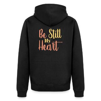 Be Still My Heart - Unisex Premium Bio Zip Hoodie - Schwarz - Hinten - Nico (187cm)