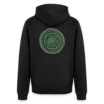 Aborigine-Kunst - Unisex Premium Bio Zip Hoodie - Schwarz - Hinten - Nico (187cm)