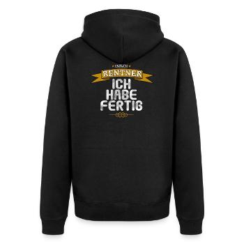 Ich bin in Rente - Ich habe fertig - Unisex Premium Bio Zip Hoodie - Schwarz - Hinten - Nico (187cm)