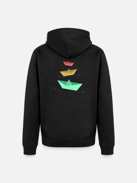 Paper Boats - Unisex Premium Organic Zip Hoodie - black