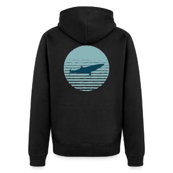 Shark in the water - Unisex Premium Organic Zip Hoodie - black - Back - Nico (187cm)