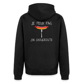 Je Peux Pas J'ai Choucroute Idée Cadeau Alsace - Veste à capuche bio Premium Unisexe - noir - Dos - Nico (187cm)