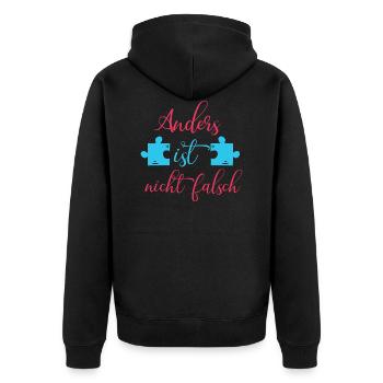 Sei anders Be Different LGBT Gay Regenbogen Pride - Unisex Premium Bio Zip Hoodie - Schwarz - Hinten - Nico (187cm)