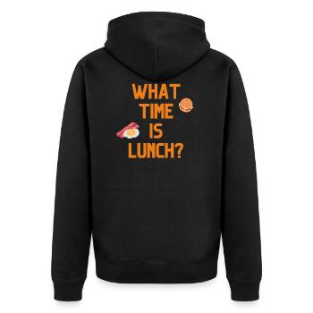 What Time Is Lunch? - Unisex Premium Organic Zip Hoodie - black - Back - Nico (187cm)