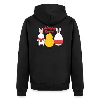 Happy Easter - Unisex Premium Bio Zip Hoodie - Schwarz - Hinten - Nico (187cm)