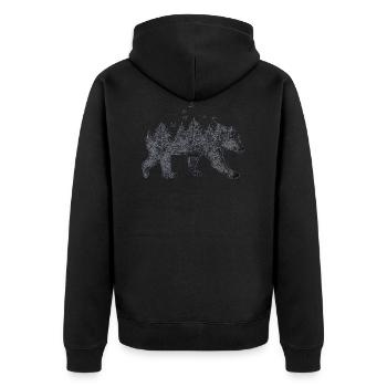 Zeichnung Bär Natur - Unisex Premium Bio Zip Hoodie - Schwarz - Hinten - Nico (187cm)