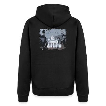 T-shirts cathédrale d’Helsinki, sweats à capuche, produits - Veste à capuche bio Premium Unisexe - noir - Dos - Nico (187cm)