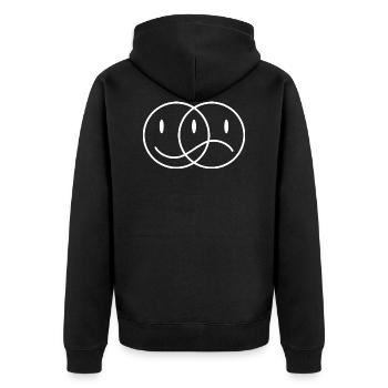 Funny Smile Who Smiles and Is Sad - Unisex Premium Organic Zip Hoodie - black - Back - Nico (187cm)