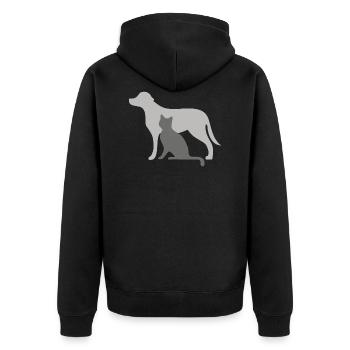 Hund und Katze - Unisex Premium Bio Zip Hoodie - Schwarz - Hinten - Nico (187cm)