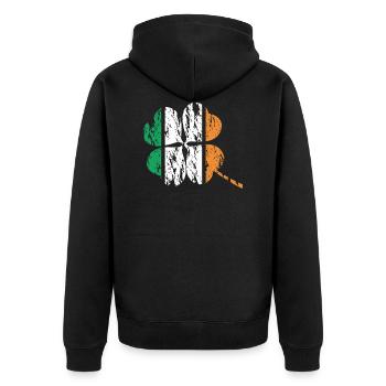 Irland irische Flagge grunge used look Kleeblatt - Unisex Premium Bio Zip Hoodie - Schwarz - Hinten - Nico (187cm)