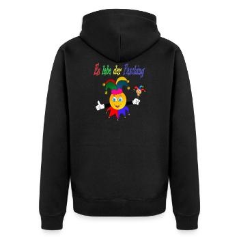 Fasching Design - Unisex Premium Bio Zip Hoodie - Schwarz - Hinten - Nico (187cm)