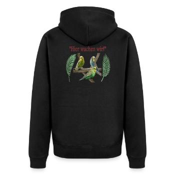 Wellensittiche - Unisex Premium Bio Zip Hoodie - Schwarz - Hinten - Nico (187cm)